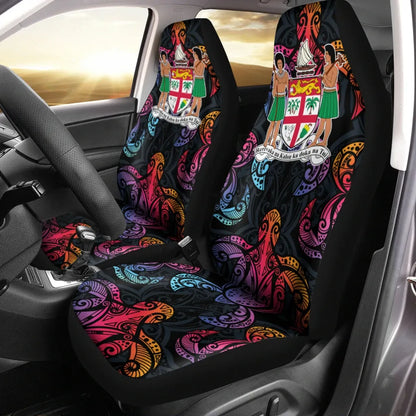Fiji Car Seat Cover - Sea Turtle In Tribal Polynesian Style