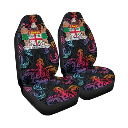 Fiji Car Seat Cover - Sea Turtle In Tribal Polynesian Style