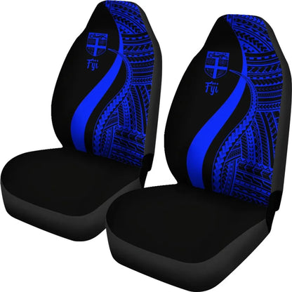 Fiji Car Seat Covers - Blue Polynesian Tentacle Tribal Pattern