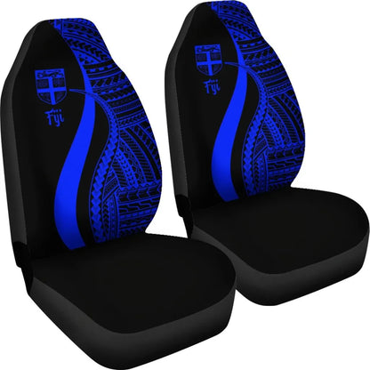 Fiji Car Seat Covers - Blue Polynesian Tentacle Tribal Pattern