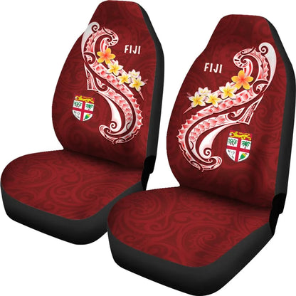 Fiji Car Seat Covers- Fiji Seal  Polynesian Patterns Plumeria (Red)