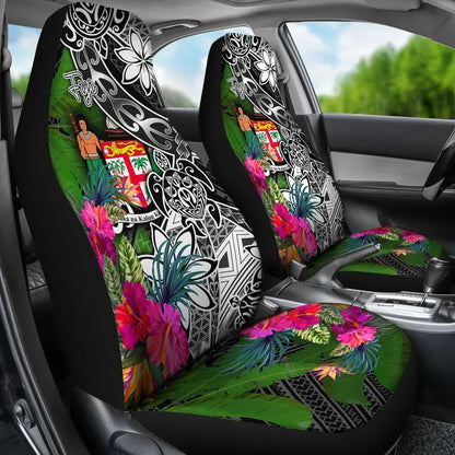 Fiji Car Seat Covers - Turtle Plumeria Banana Leaf Crest