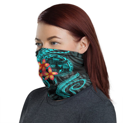 Fiji Coat of arm Neck Gaiter - Plumeria Turquoise
