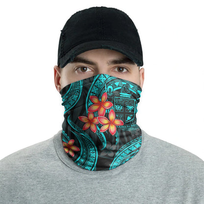 Fiji Coat of arm Neck Gaiter - Plumeria Turquoise