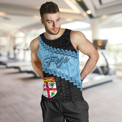 Fiji Tank Top Coconut Pattern And Coat Of Arms