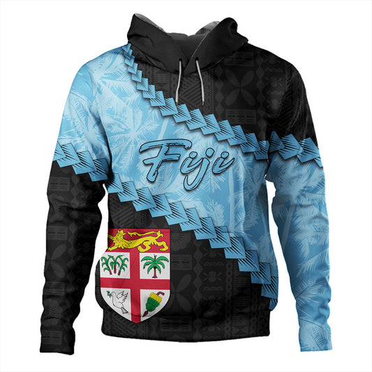 Fiji Hoodie Coconut Pattern And Coat Of Arms