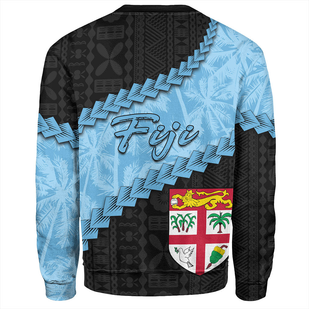 Fiji Sweatshirt Coconut Pattern And Coat Of Arms