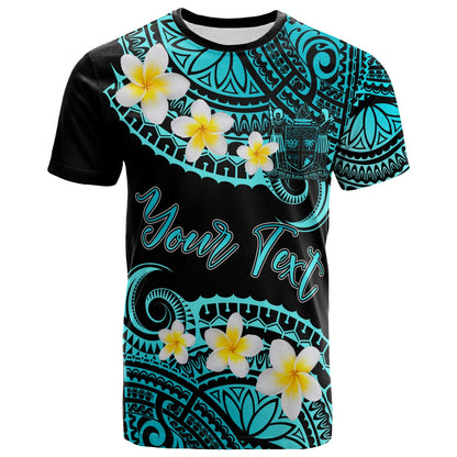 Fiji Crest Custom Personalised T-Shirt - Plumeria Polynesian Vibe Turquoise