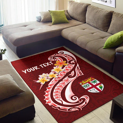 Fiji Custom Personalised Area Rug - Fiji Seal Polynesian Patterns Plumeria (Red)
