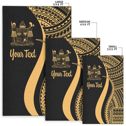 Fiji Custom Personalised Area Rug - Gold Polynesian Tentacle Tribal Pattern Crest