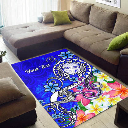 Fiji Custom Personalised Area Rug - Turtle Plumeria (Blue)