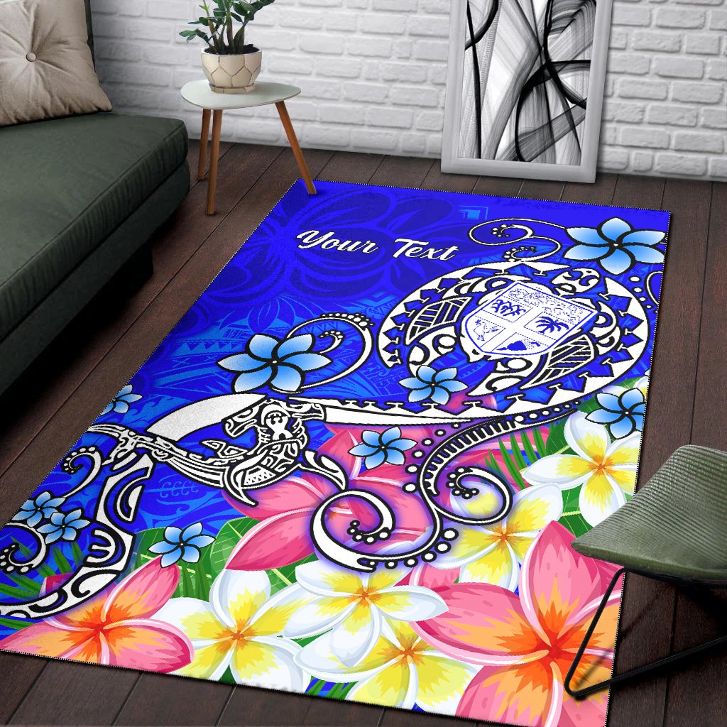 Fiji Custom Personalised Area Rug - Turtle Plumeria (Blue)