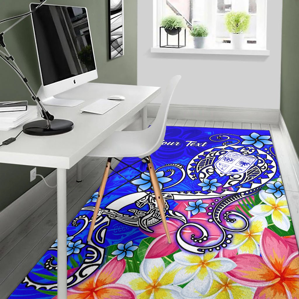 Fiji Custom Personalised Area Rug - Turtle Plumeria (Blue)