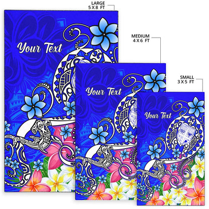 Fiji Custom Personalised Area Rug - Turtle Plumeria (Blue)