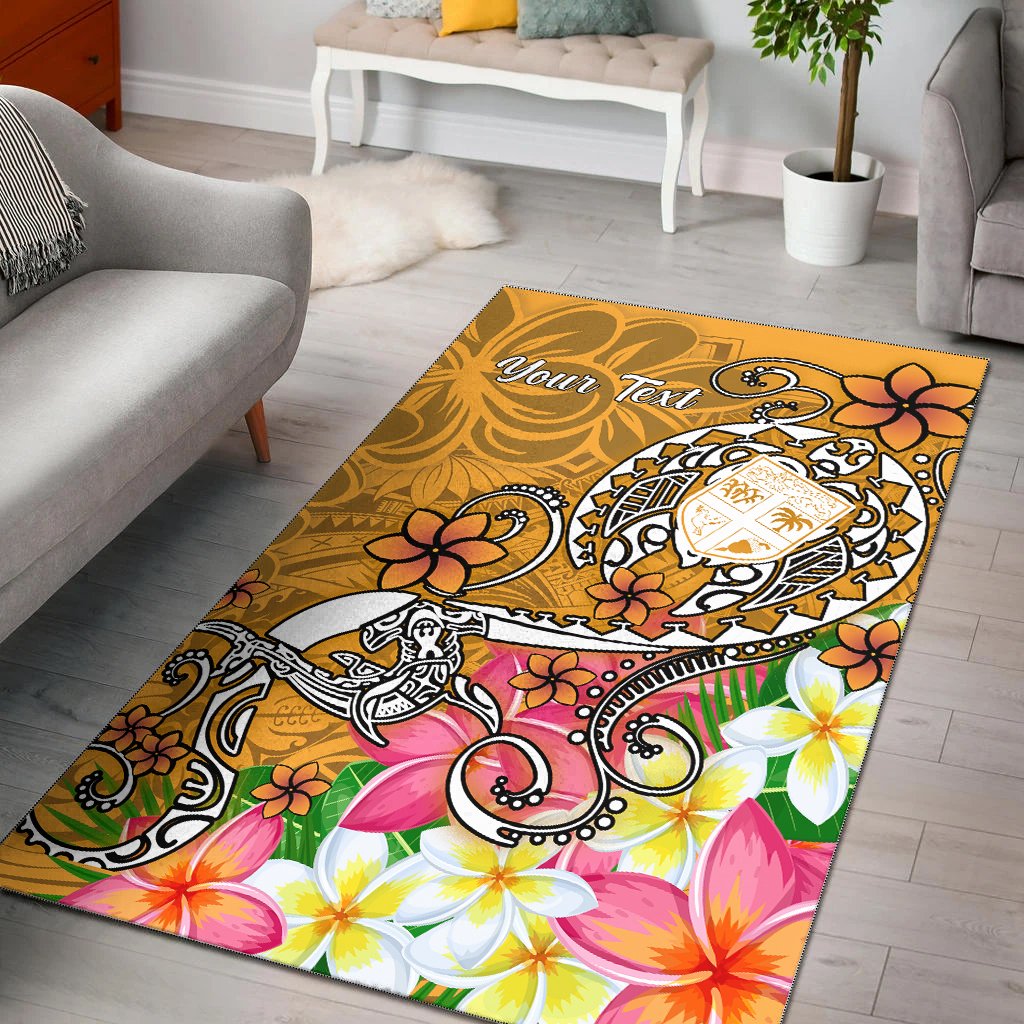 Fiji Custom Personalised Area Rug - Turtle Plumeria (Gold)