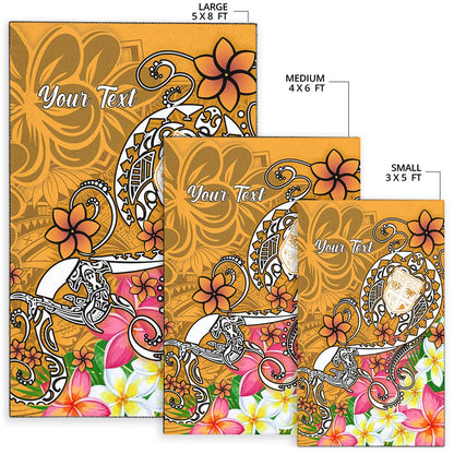 Fiji Custom Personalised Area Rug - Turtle Plumeria (Gold)