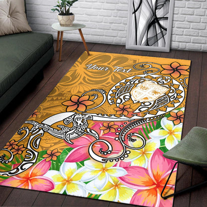 Fiji Custom Personalised Area Rug - Turtle Plumeria (Gold)