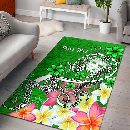 Fiji Custom Personalised Area Rug - Turtle Plumeria (Green)