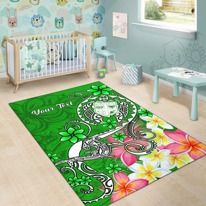 Fiji Custom Personalised Area Rug - Turtle Plumeria (Green)
