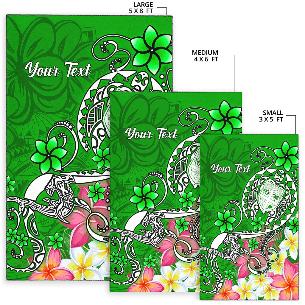 Fiji Custom Personalised Area Rug - Turtle Plumeria (Green)
