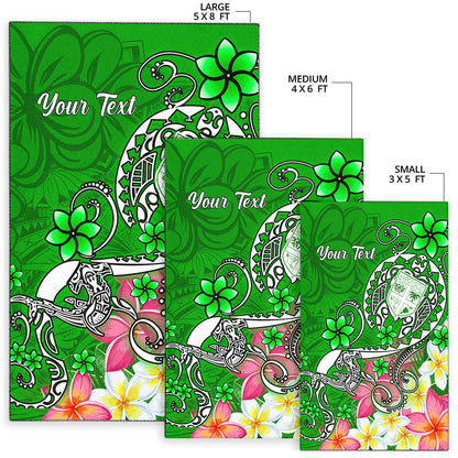 Fiji Custom Personalised Area Rug - Turtle Plumeria (Green)