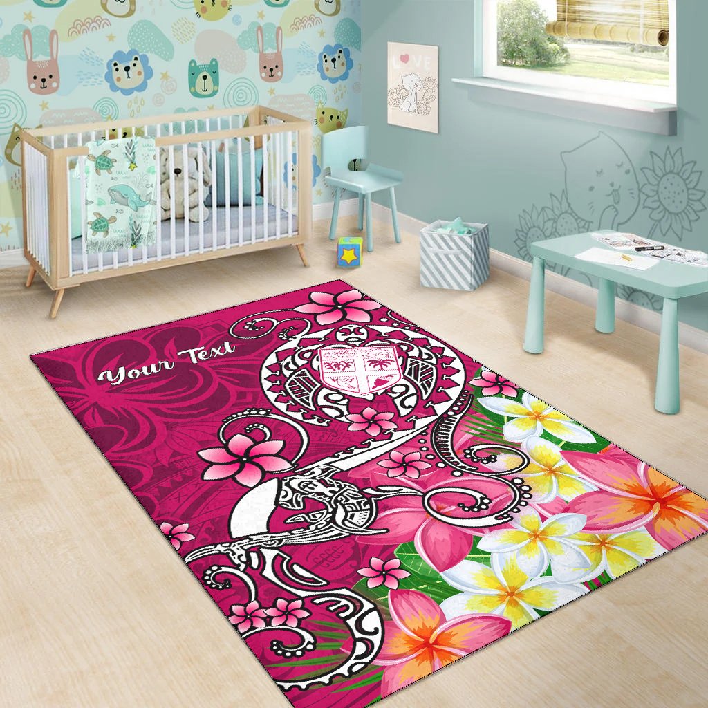 Fiji Custom Personalised Area Rug - Turtle Plumeria (Pink)