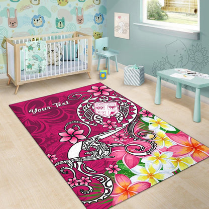 Fiji Custom Personalised Area Rug - Turtle Plumeria (Pink)