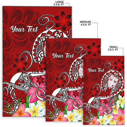 Fiji Custom Personalised Area Rug - Turtle Plumeria (Red)