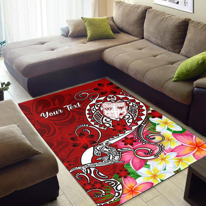 Fiji Custom Personalised Area Rug - Turtle Plumeria (Red)