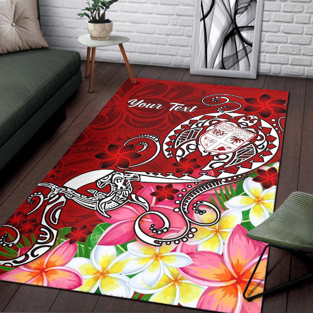 Fiji Custom Personalised Area Rug - Turtle Plumeria (Red)
