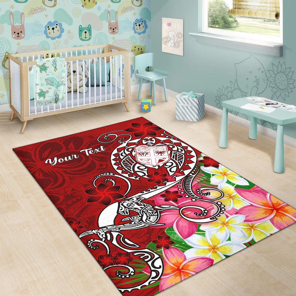 Fiji Custom Personalised Area Rug - Turtle Plumeria (Red)
