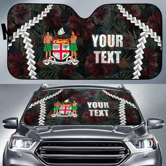 Fiji Custom Personalised Auto Sun Shades - Coat of Arm Chain Polynesian