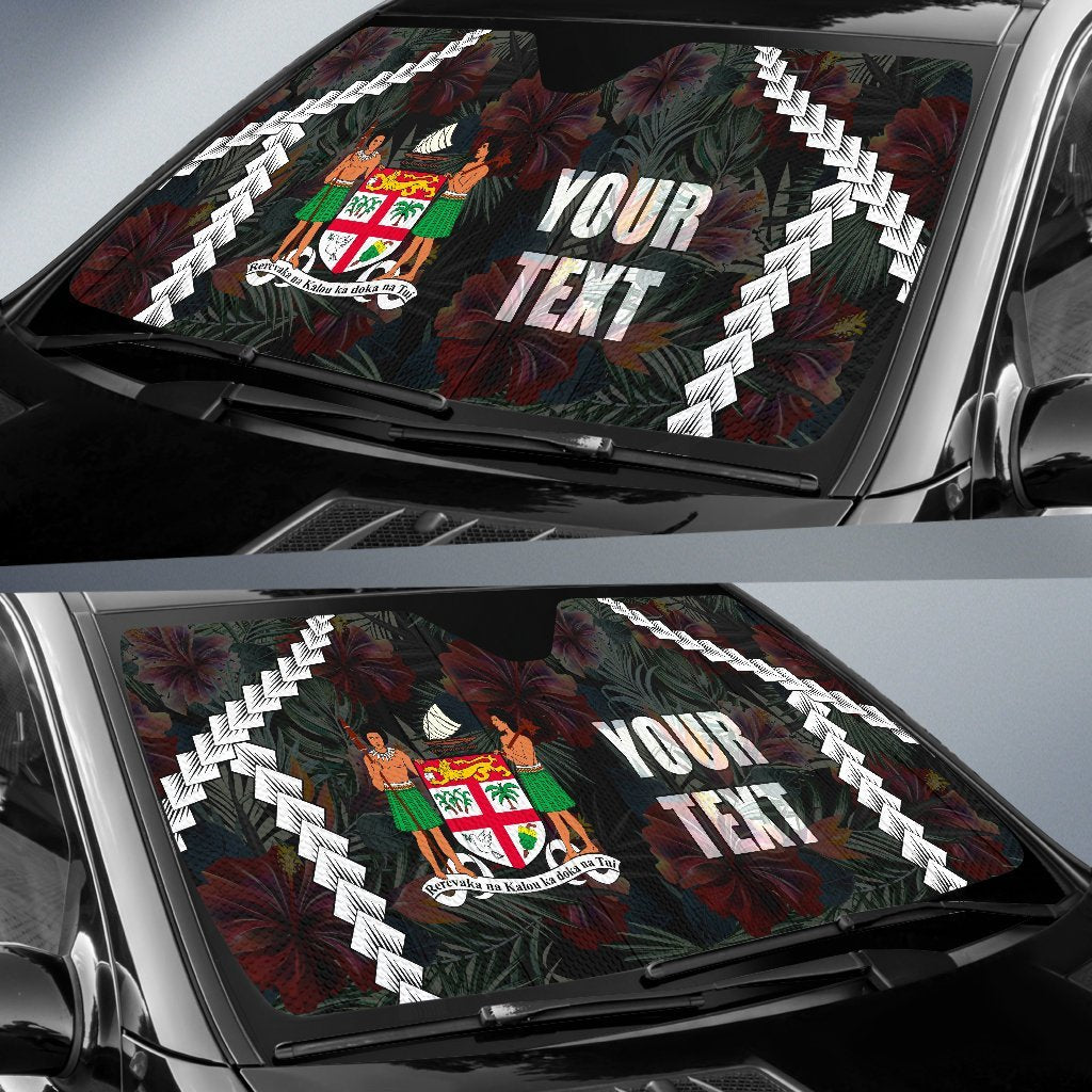 Fiji Custom Personalised Auto Sun Shades - Coat of Arm Chain Polynesian