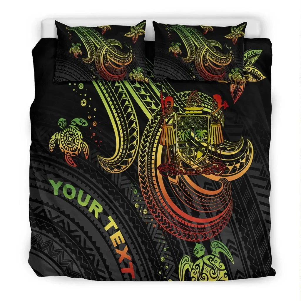 Fiji Custom Personalised Bedding Set - Reggae Turtle