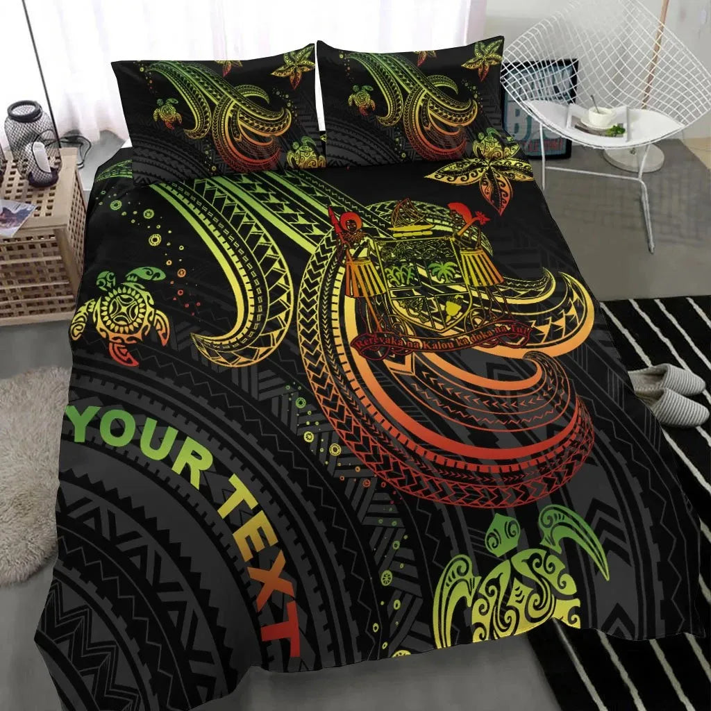Fiji Custom Personalised Bedding Set - Reggae Turtle