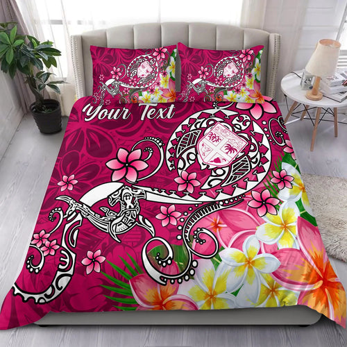 Fiji Custom Personalised Bedding Set - Turtle Plumeria (Pink)