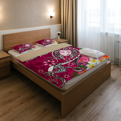Fiji Custom Personalised Bedding Set - Turtle Plumeria (Pink)