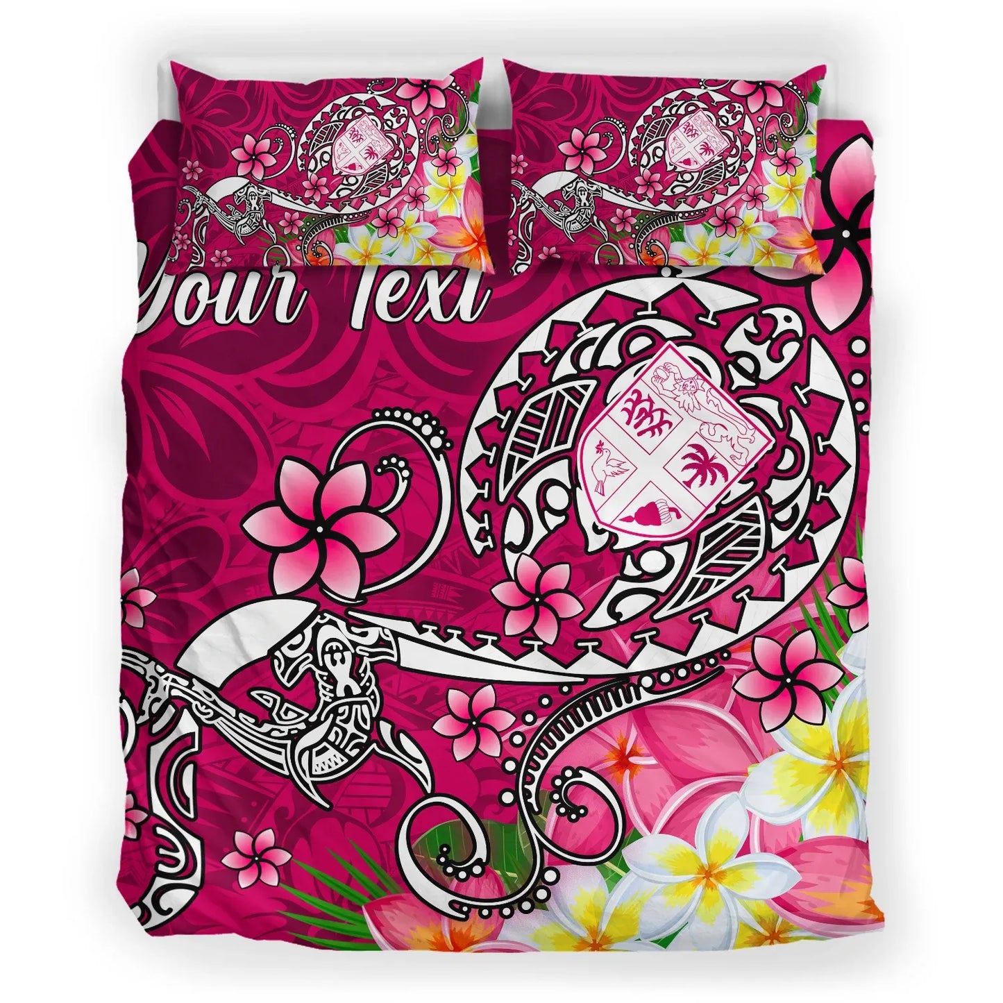 Fiji Custom Personalised Bedding Set - Turtle Plumeria (Pink)