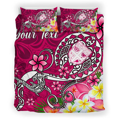 Fiji Custom Personalised Bedding Set - Turtle Plumeria (Pink)