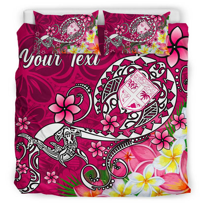 Fiji Custom Personalised Bedding Set - Turtle Plumeria (Pink)