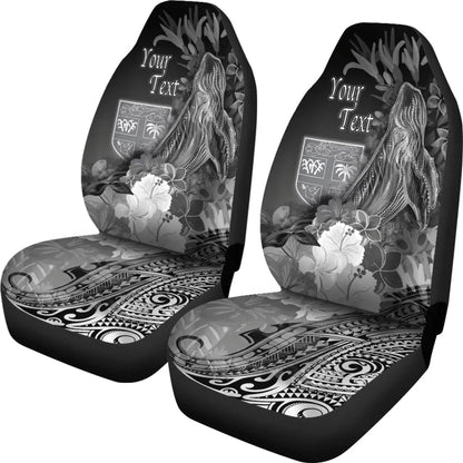 Fiji Custom Personalised Car Seat Covers - Humpback Whale with Tropical Flowers (White)