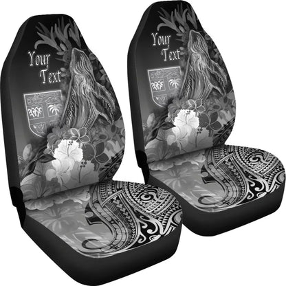 Fiji Custom Personalised Car Seat Covers - Humpback Whale with Tropical Flowers (White)