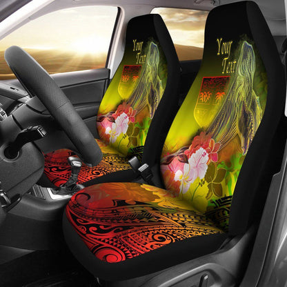 Fiji Custom Personalised Car Seat Covers - Humpback Whale with Tropical Flowers (Yellow)