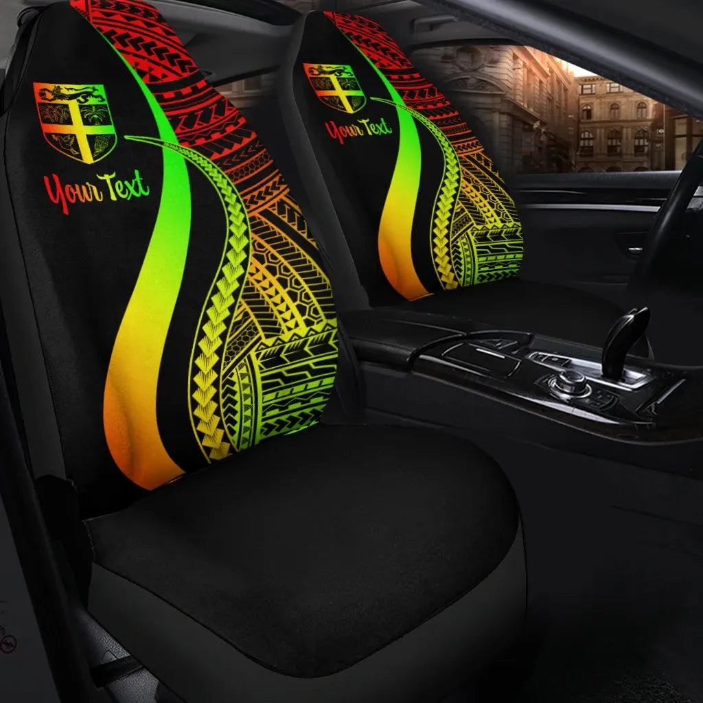 Fiji Custom Personalised Car Seat Covers - Reggae Polynesian Tentacle Tribal Pattern