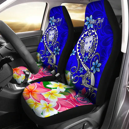 Fiji Custom Personalised Car Seat Covers - Turtle Plumeria (Blue)