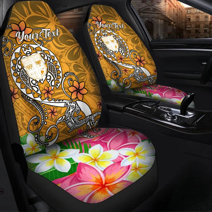 Fiji Custom Personalised Car Seat Covers - Turtle Plumeria (Gold)