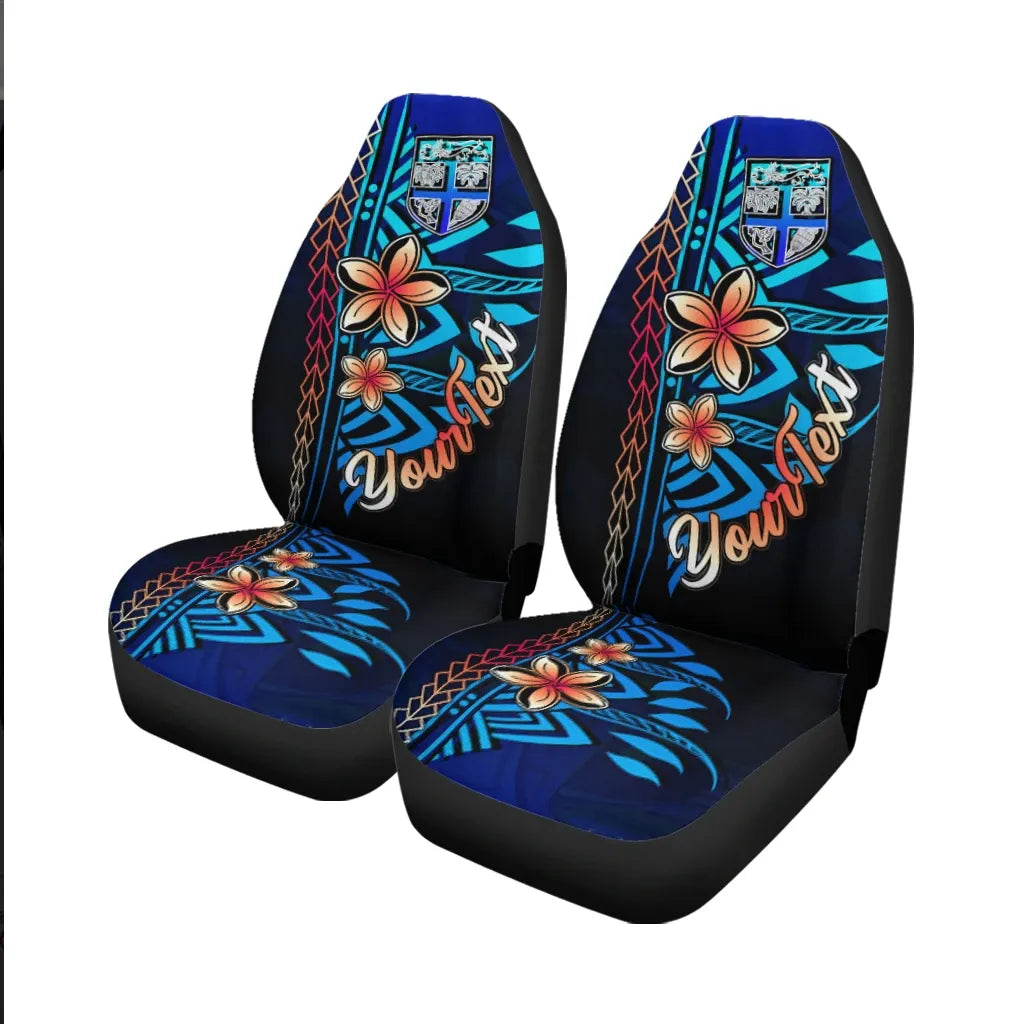 Fiji Custom Personalised Car Seat Covers - Vintage Tribal Mountain
