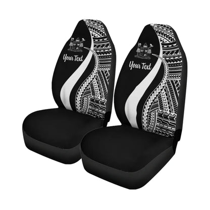 Fiji Custom Personalised Car Seat Covers - White Polynesian Tentacle Tribal Pattern Crest