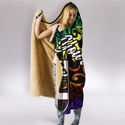 Fiji Custom Personalised Hooded Blanket - Rainbow Polynesian Pattern