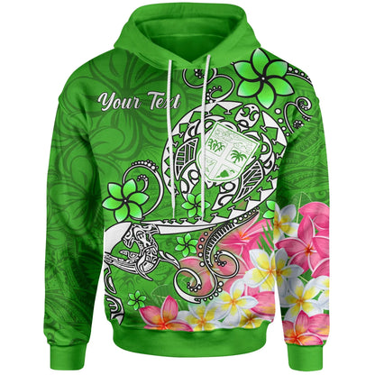 Fiji Custom Personalised Hoodie - Turtle Plumeria (Green)